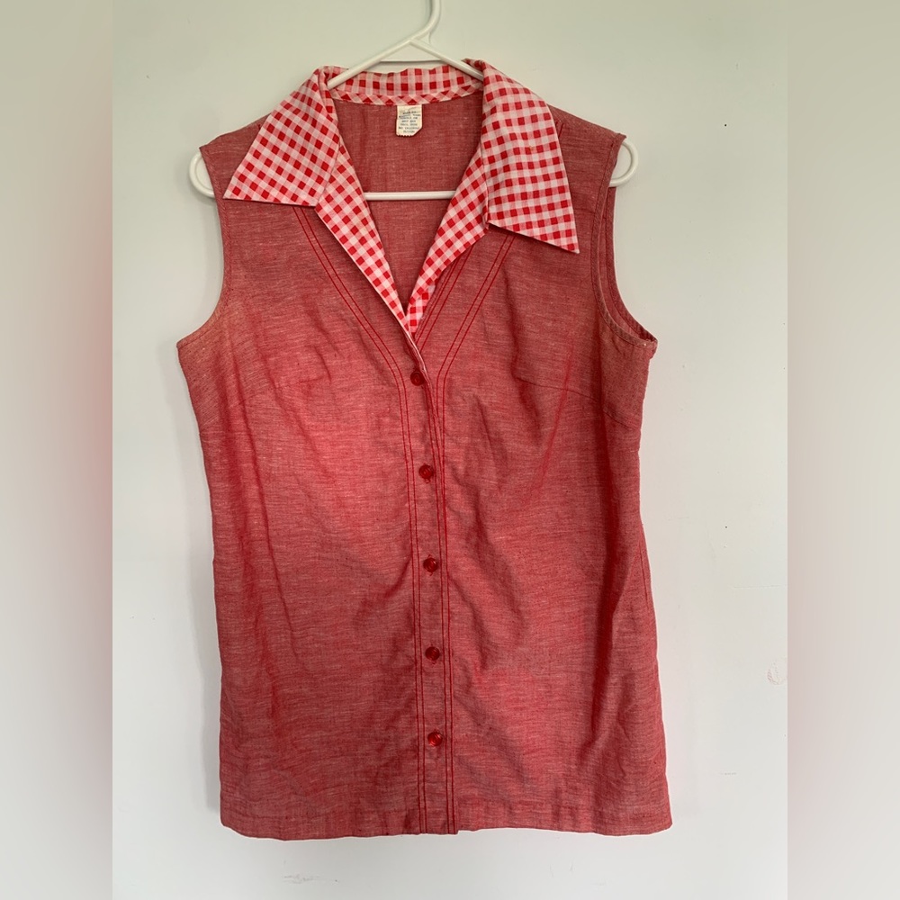 Vintage cottagecore button up sleeveless shirt size medium